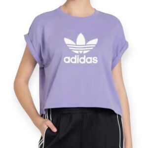 ADIDAS ORIGINALS TREFOIL CROPPED T-SHIRT PURPLE SZ.XL EUC.
